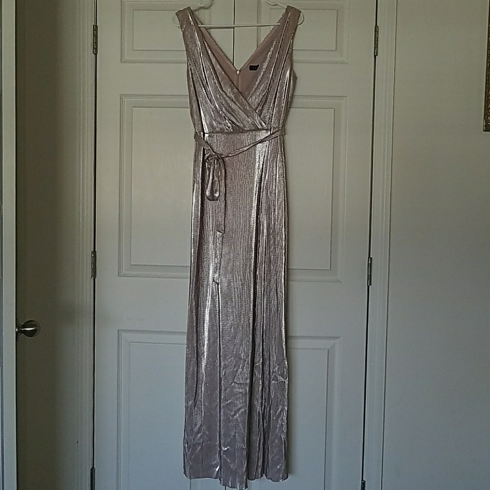 Evening dress pink and silver shimmer